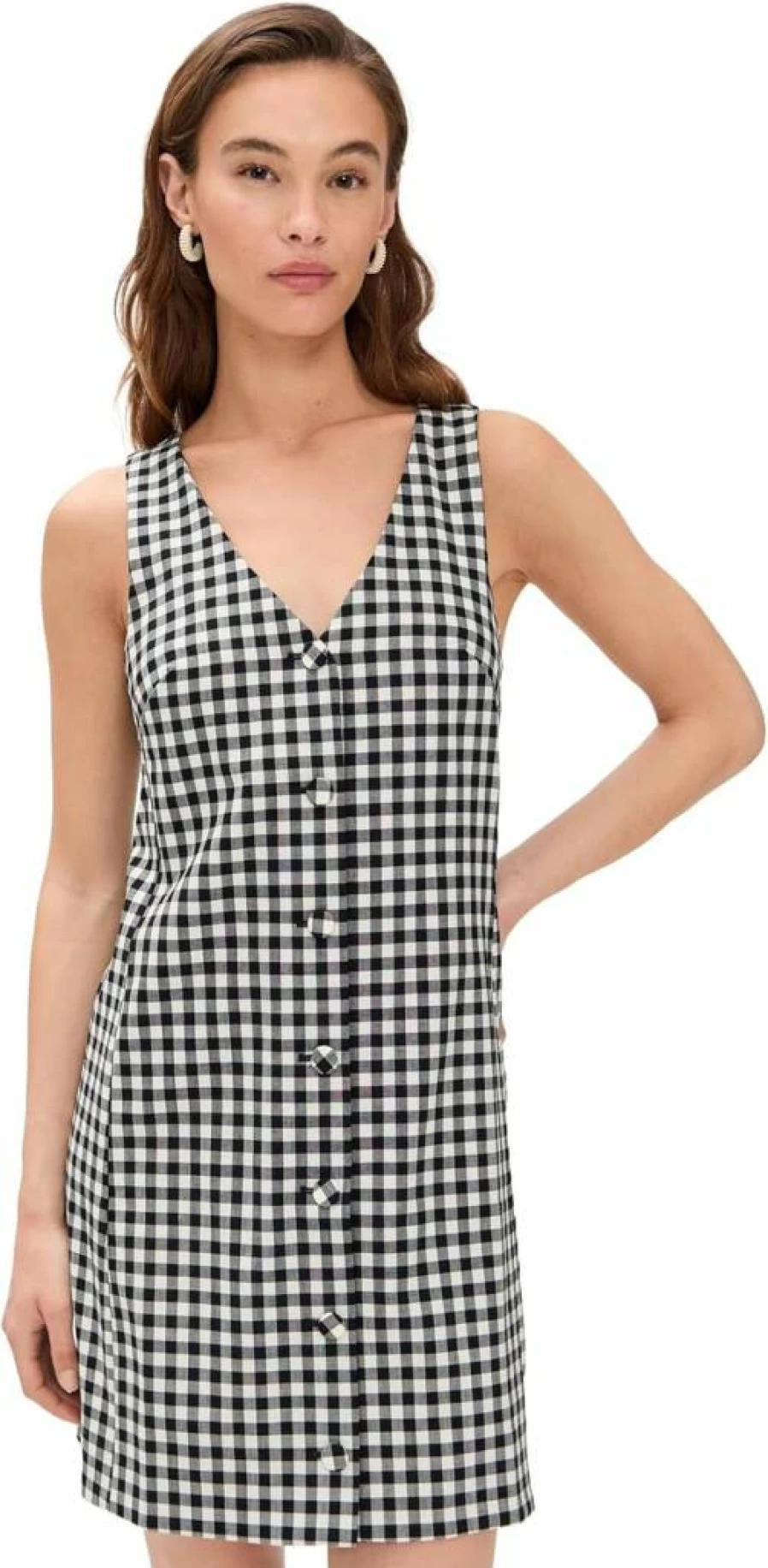 Madewell Women's Gingham V-Neck Mini Dress - Stylish Casual Vest Dress