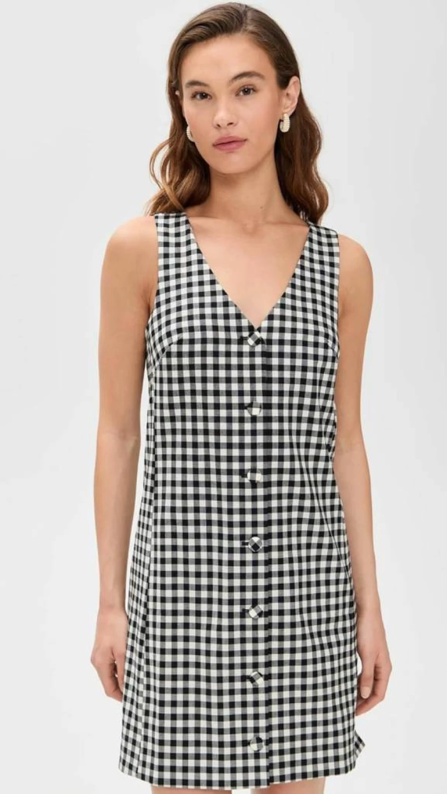 Madewell Women's Gingham V-Neck Mini Dress - Stylish Casual Vest Dress