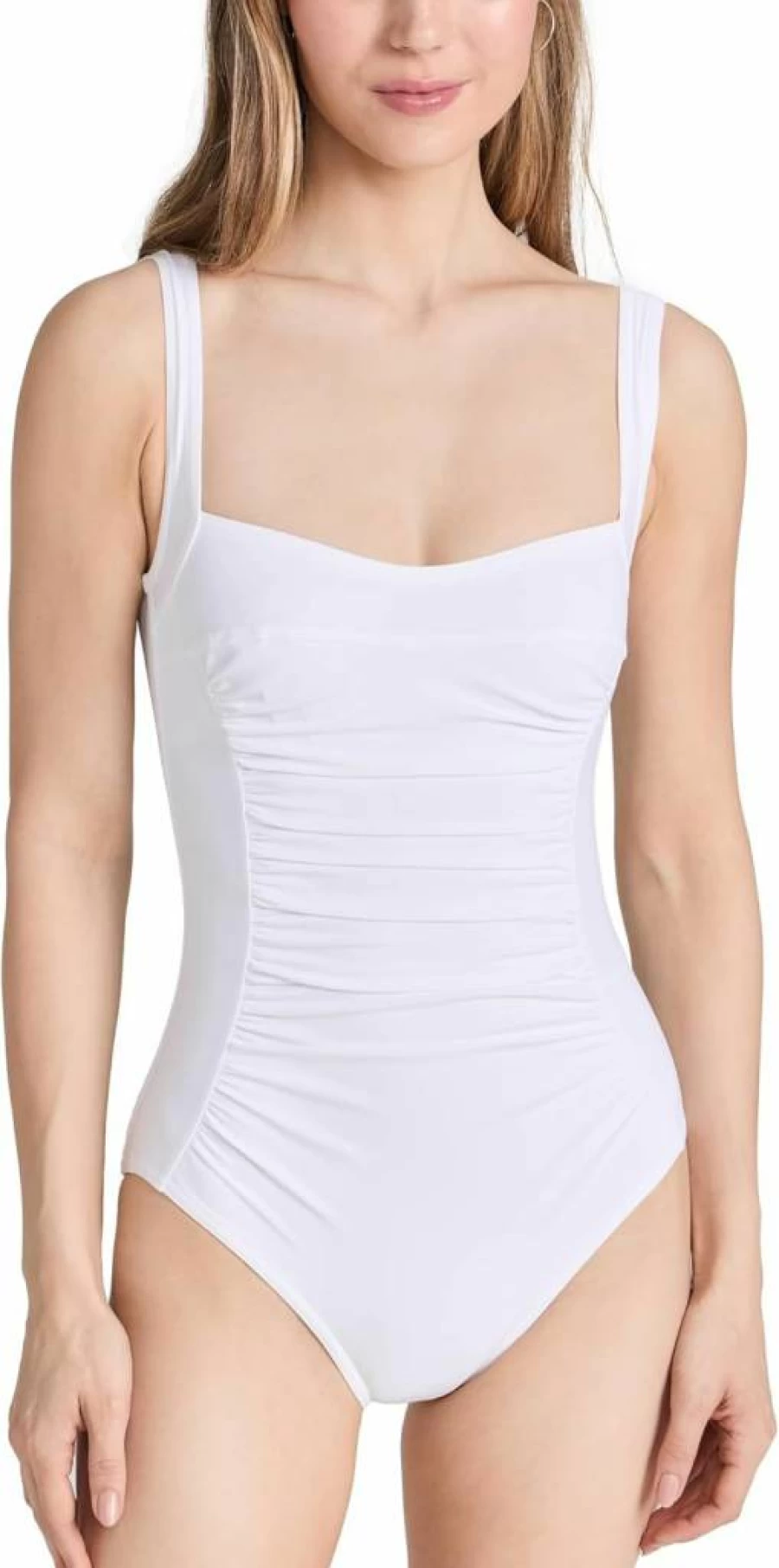 Karla Colletto Women's Square Neck Underwire Swimsuit One Piece High Back Tank