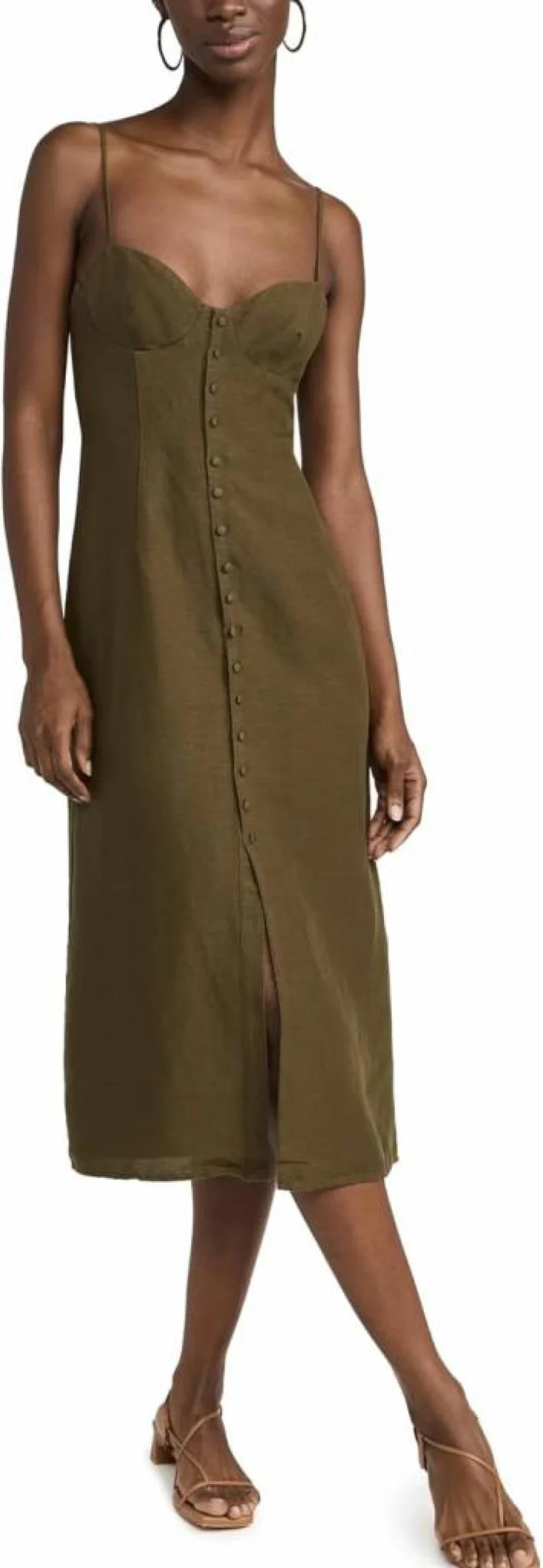 Onia Women's Airy Linen Corset Midi Dress - Breathable Summer Casual Boho Chic Style