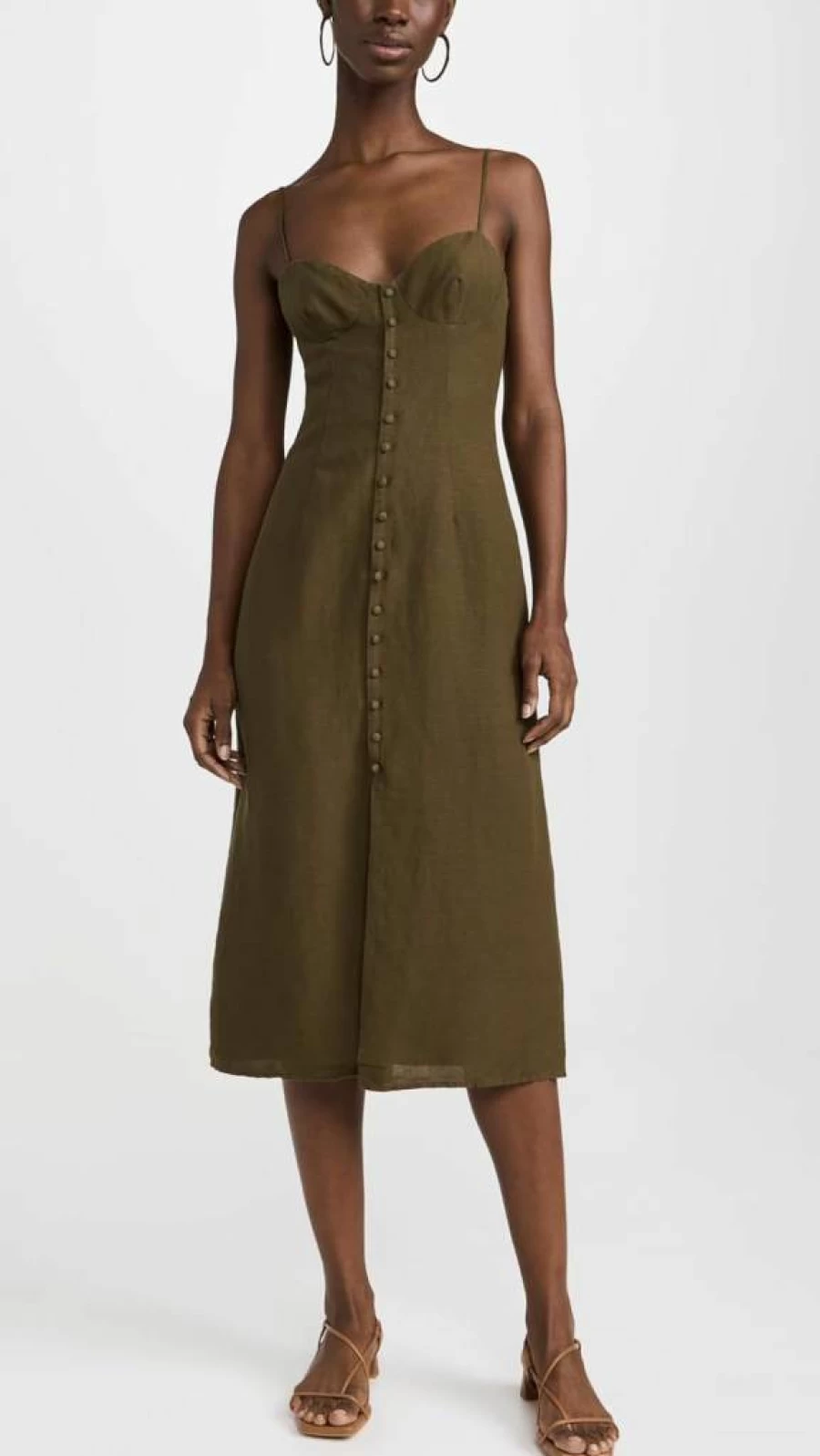 Onia Women's Airy Linen Corset Midi Dress - Breathable Summer Casual Boho Chic Style