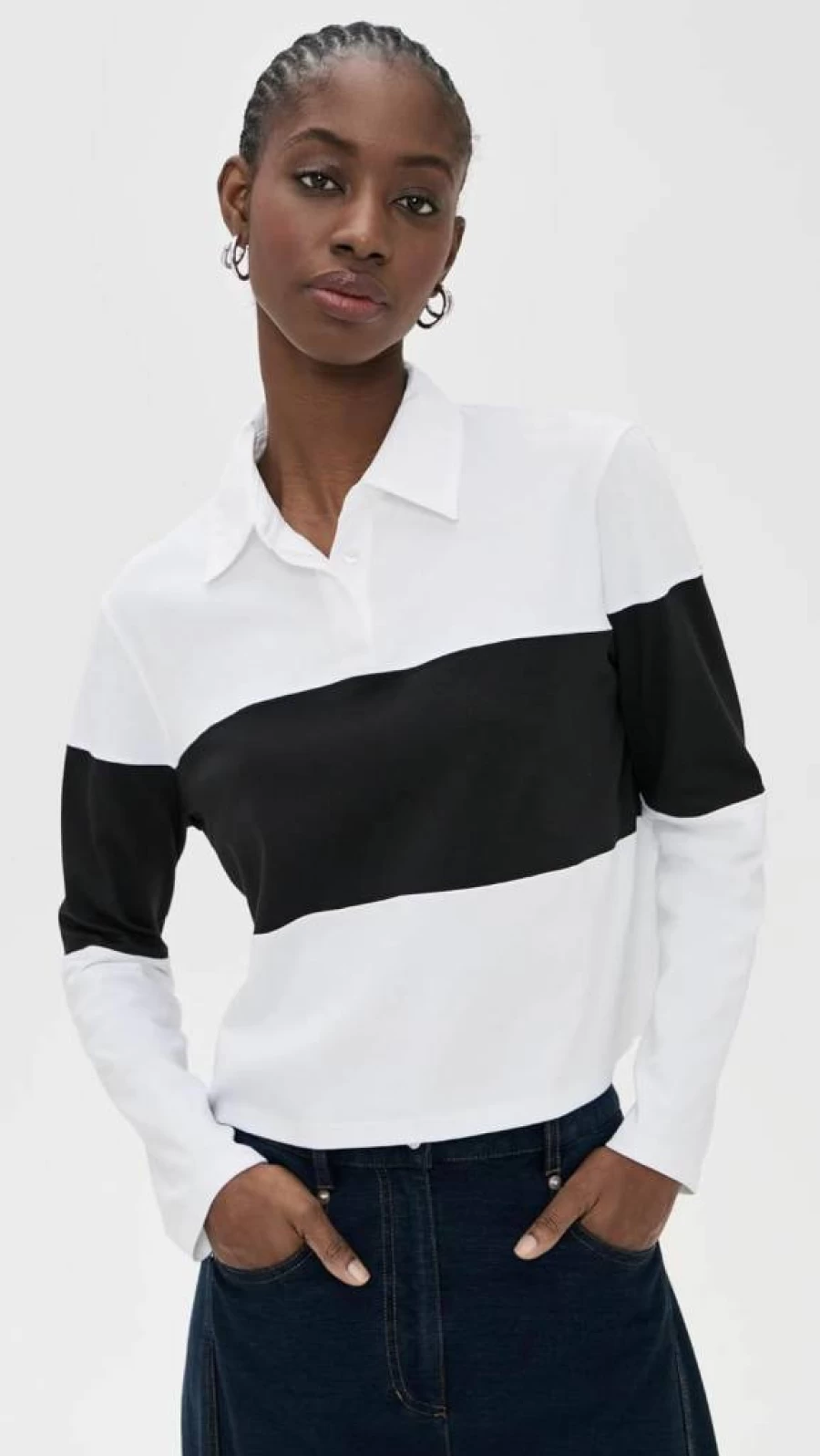 Theory Striped Rugby Crop Top for Women - Classic Casual Tee