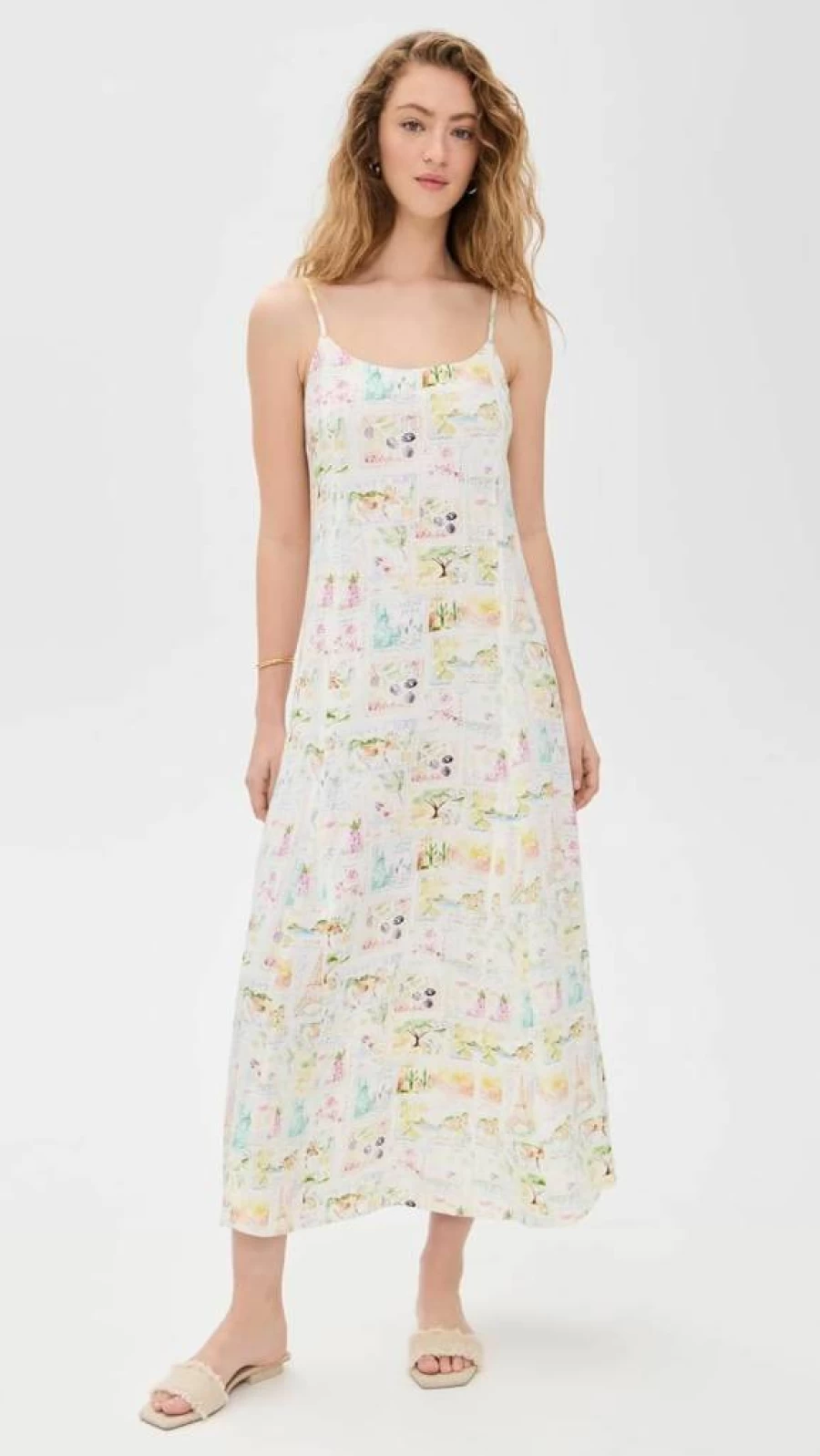Splendid Women's Floral Print Coastal Postcard Maxi Dress - Beach Vacation Summer Dress