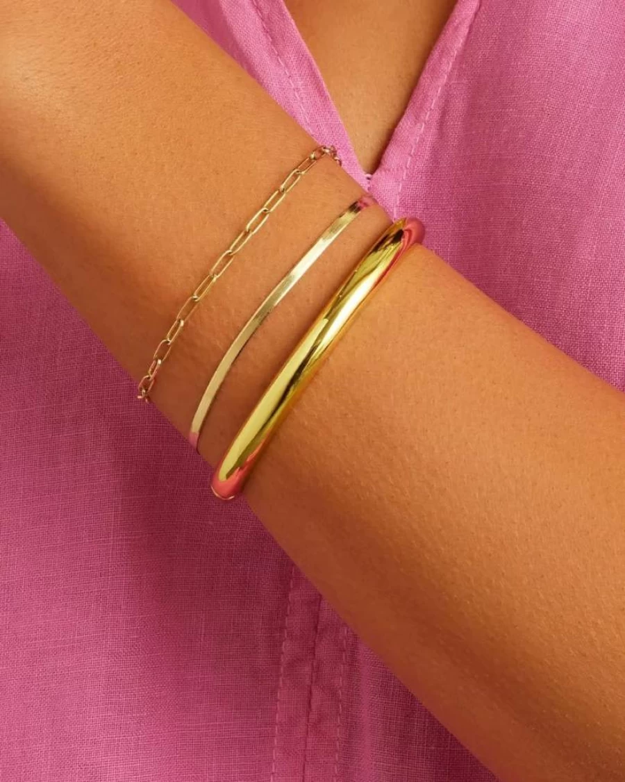 Gorjana Paseo Cuff Bracelet 18K Gold Plated Brass Hinge Closure Polished Finish Multiple Sizes Casual Elegant Jewelry