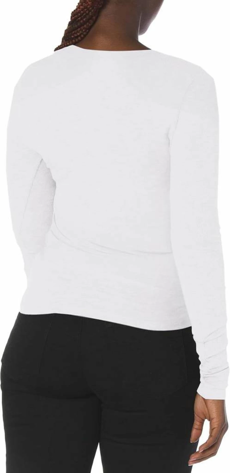 Splendid Women's V-Neck Long Sleeve Ribbed T-Shirt - 2X1 Soft Stretch Casual Top