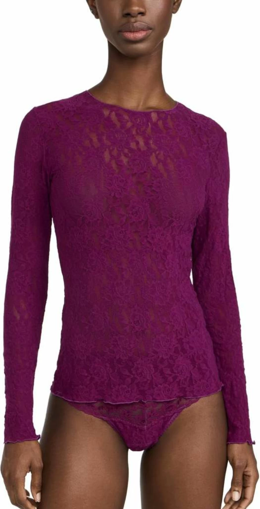 Hanky Panky Women's Long Sleeve Lace Top - Signature Feminine Blouse for Elegant Style