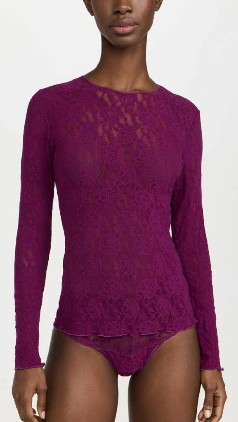 Hanky Panky Women's Long Sleeve Lace Top - Signature Feminine Blouse for Elegant Style