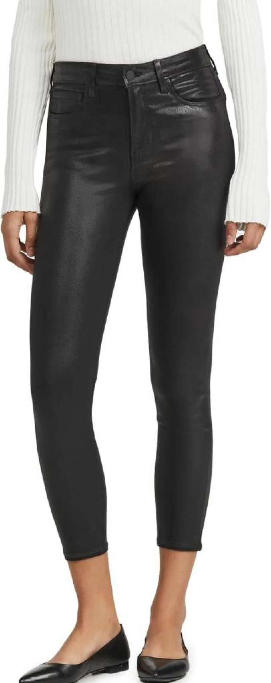 L'AGENCE Women's Margot High-Rise Coated Skinny Jeans - Stretch Denim Pants for a Sleek Fit