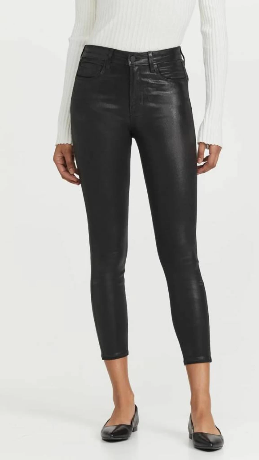L'AGENCE Women's Margot High-Rise Coated Skinny Jeans - Stretch Denim Pants for a Sleek Fit
