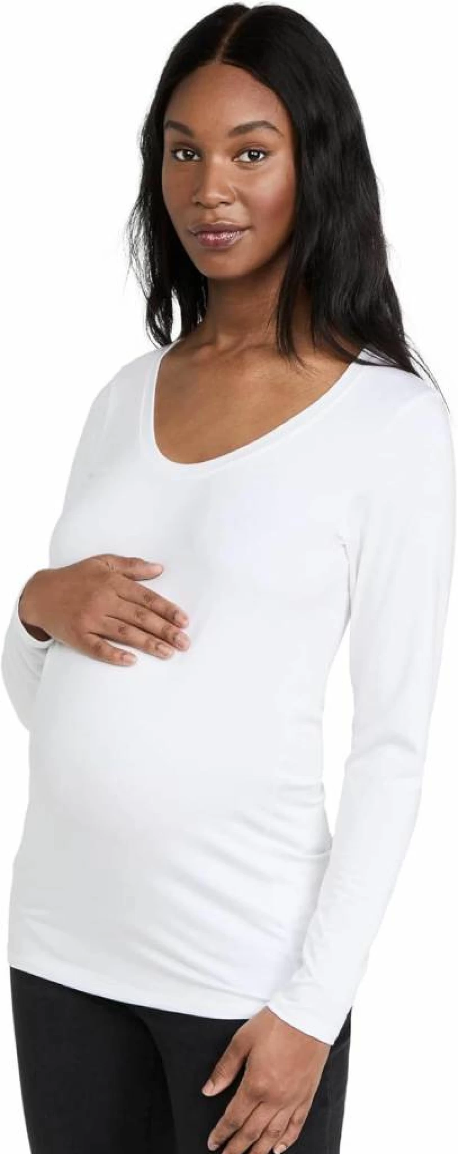 Ingrid & Isabel Women's Maternity Long Sleeve Scoop Neck T-Shirt for Pregnancy Comfort
