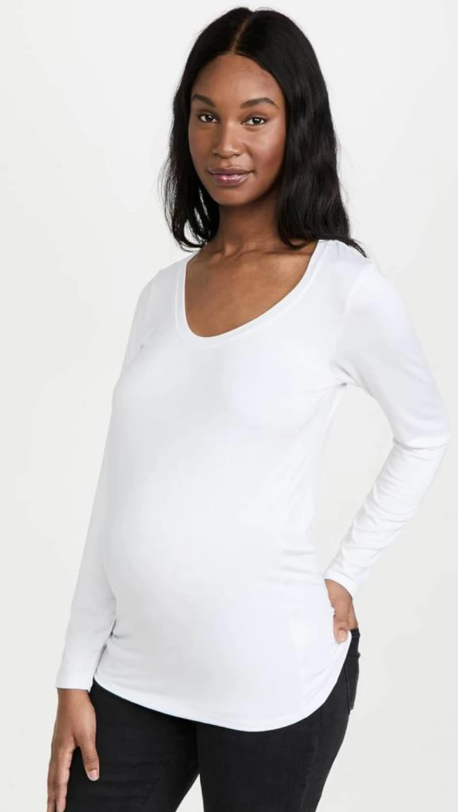 Ingrid & Isabel Women's Maternity Long Sleeve Scoop Neck T-Shirt for Pregnancy Comfort