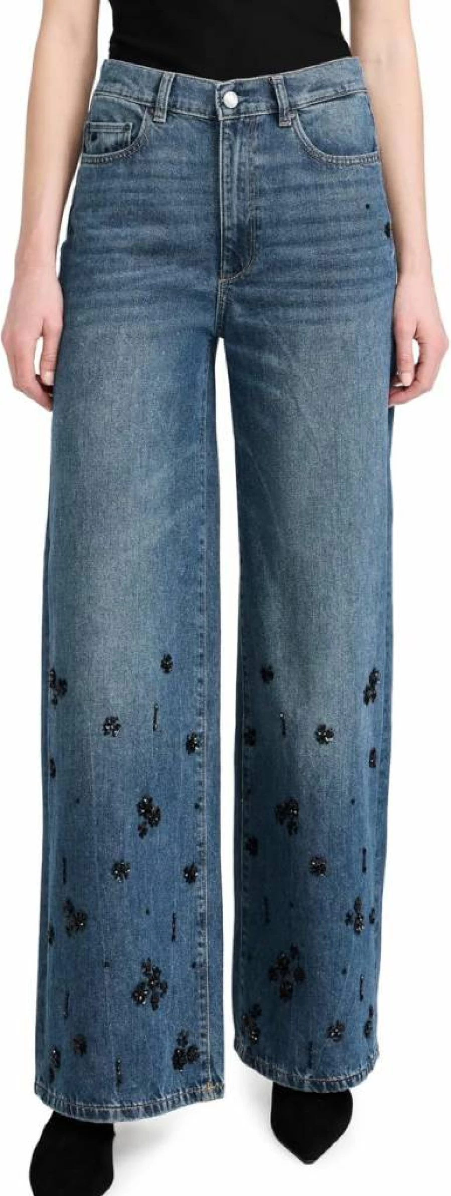 DL1961 Women's High Rise Wide Leg Jeans | Vintage Hepburn Style | 32" Inseam