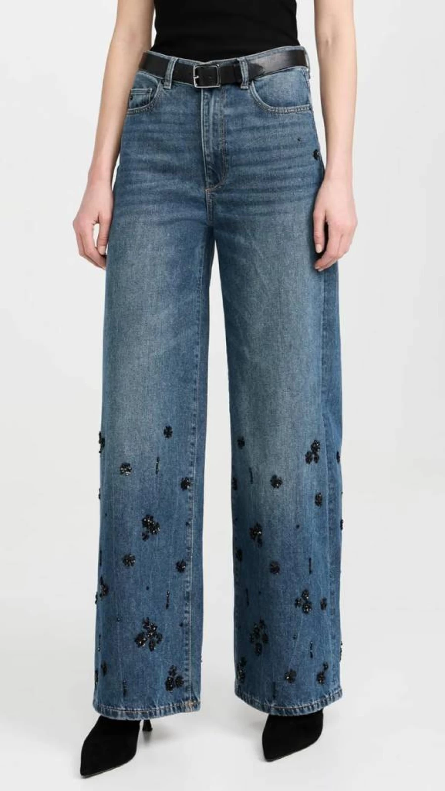 DL1961 Women's High Rise Wide Leg Jeans | Vintage Hepburn Style | 32" Inseam