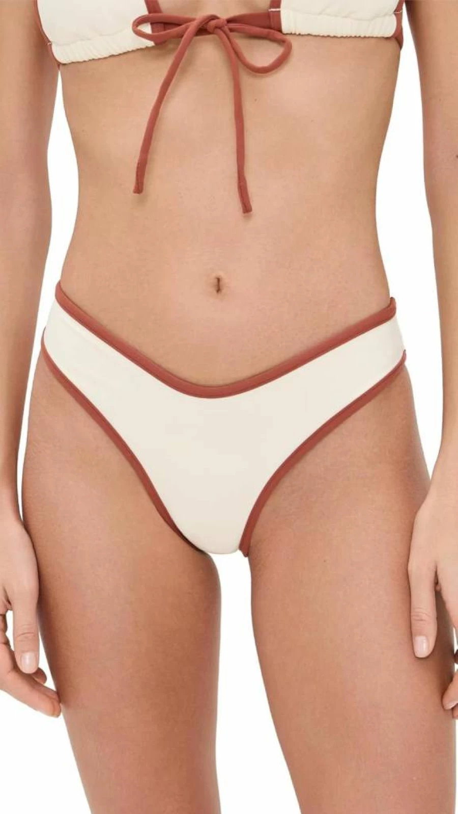 Montce Women's Terra Cotta Lulu Bikini Bottoms - High-Waisted Oat Colored Swimwear