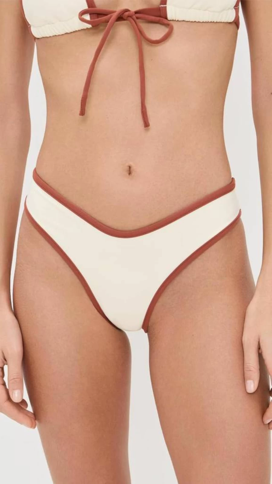 Montce Women's Terra Cotta Lulu Bikini Bottoms - High-Waisted Oat Colored Swimwear