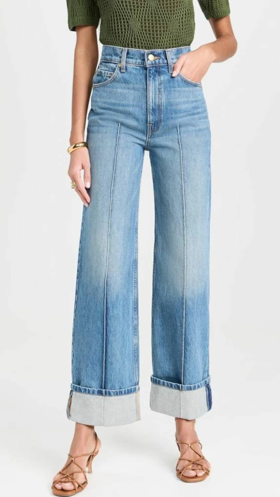 Ulla Johnson Women's Genevieve High-Rise Distressed Denim Jeans