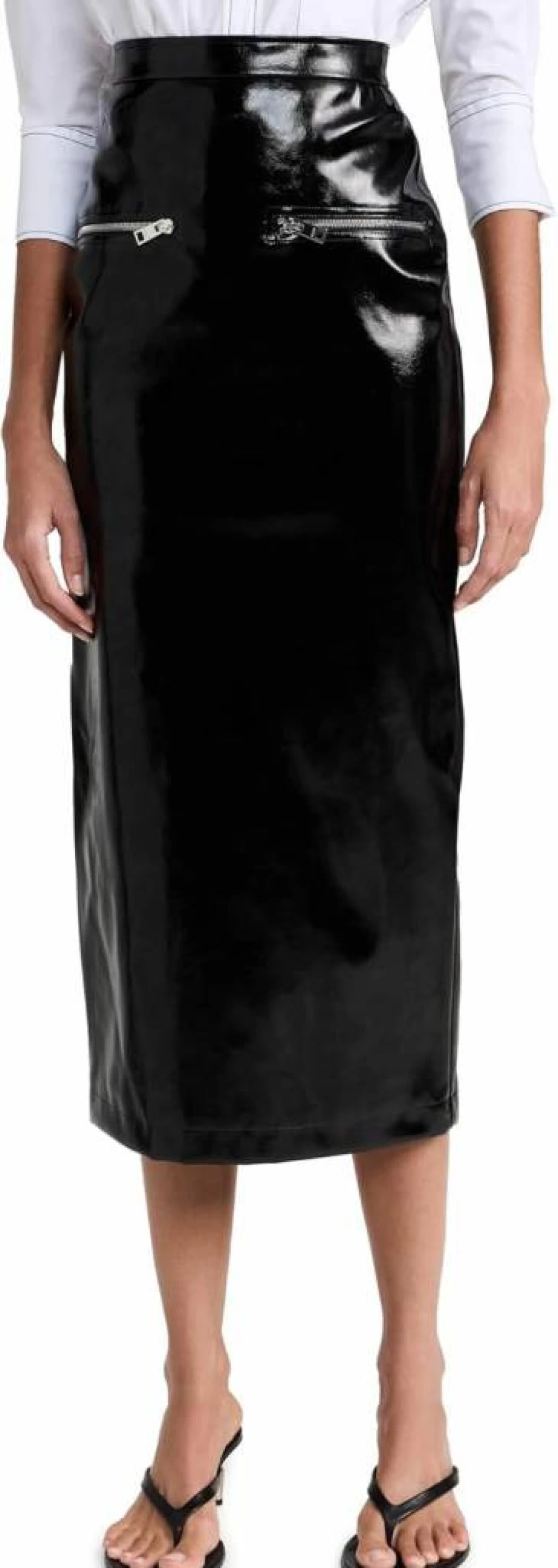 MSGM Women's High-Shine Patent Leather Pencil Skirt - Stylish & Form-Fitting