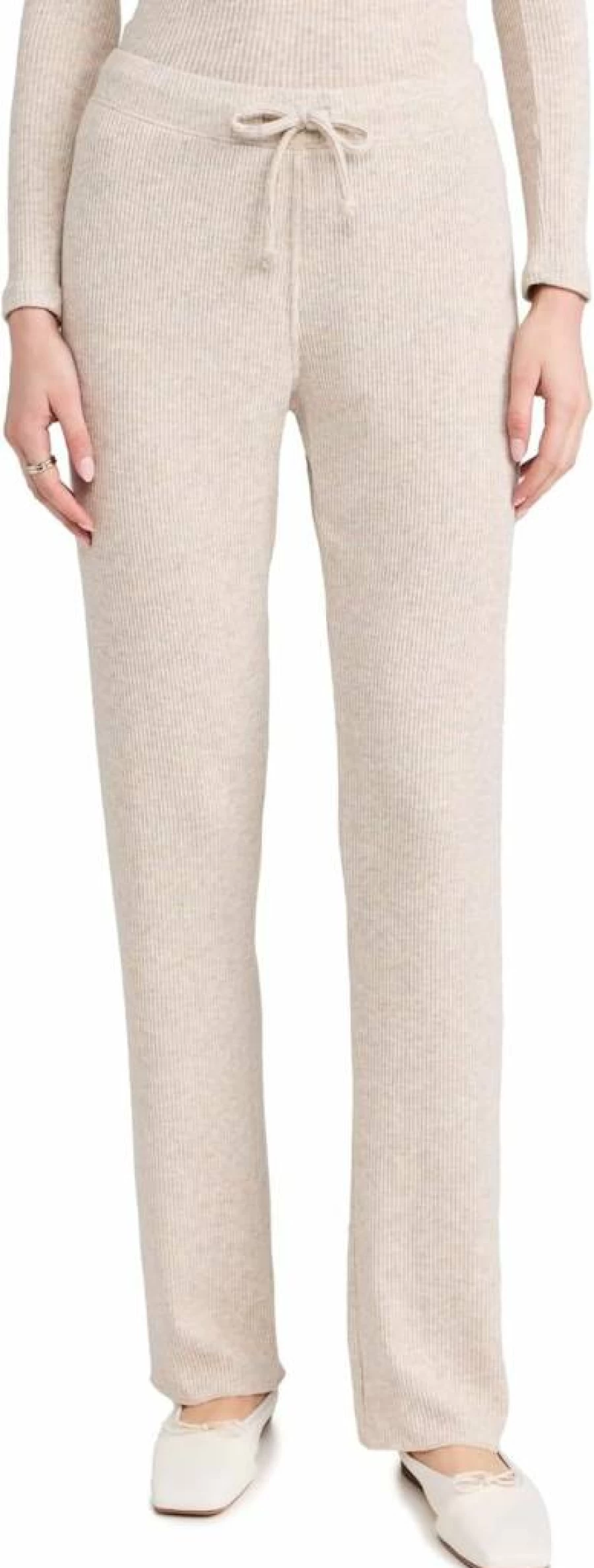 PerfectWhiteTee Women's Ribbed Knit Sweater and Straight Leg Pants Set