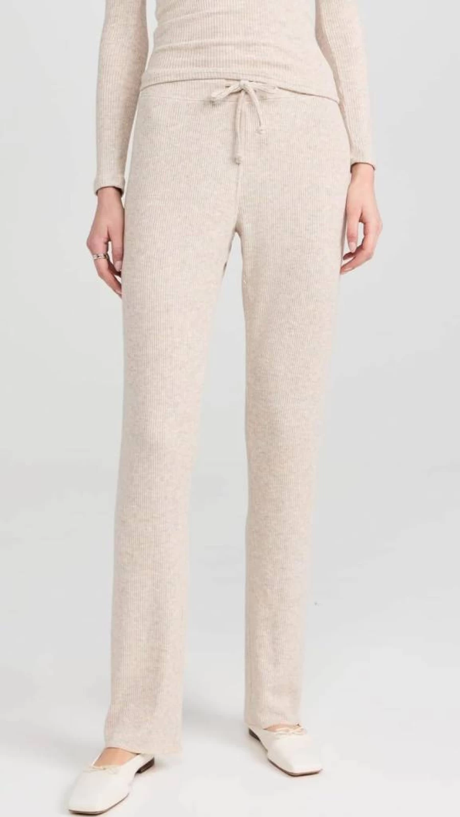 PerfectWhiteTee Women's Ribbed Knit Sweater and Straight Leg Pants Set