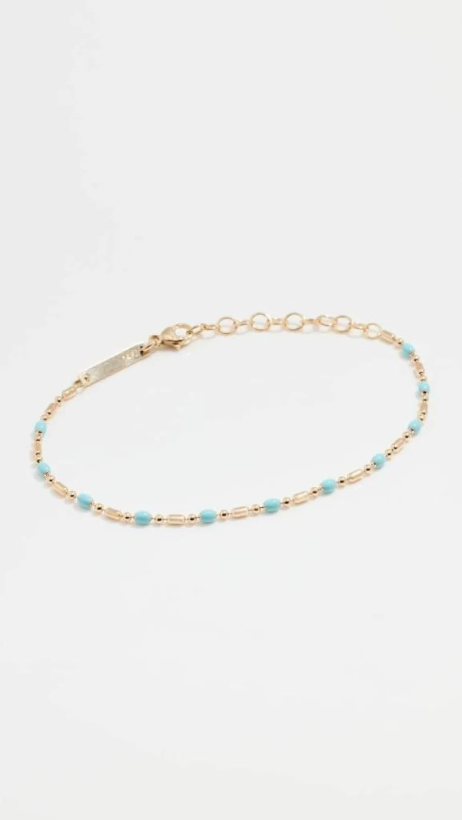 ZOE CHICCO 14K Gold Turquoise Enamel Beaded Bar Chain Bracelet for Women