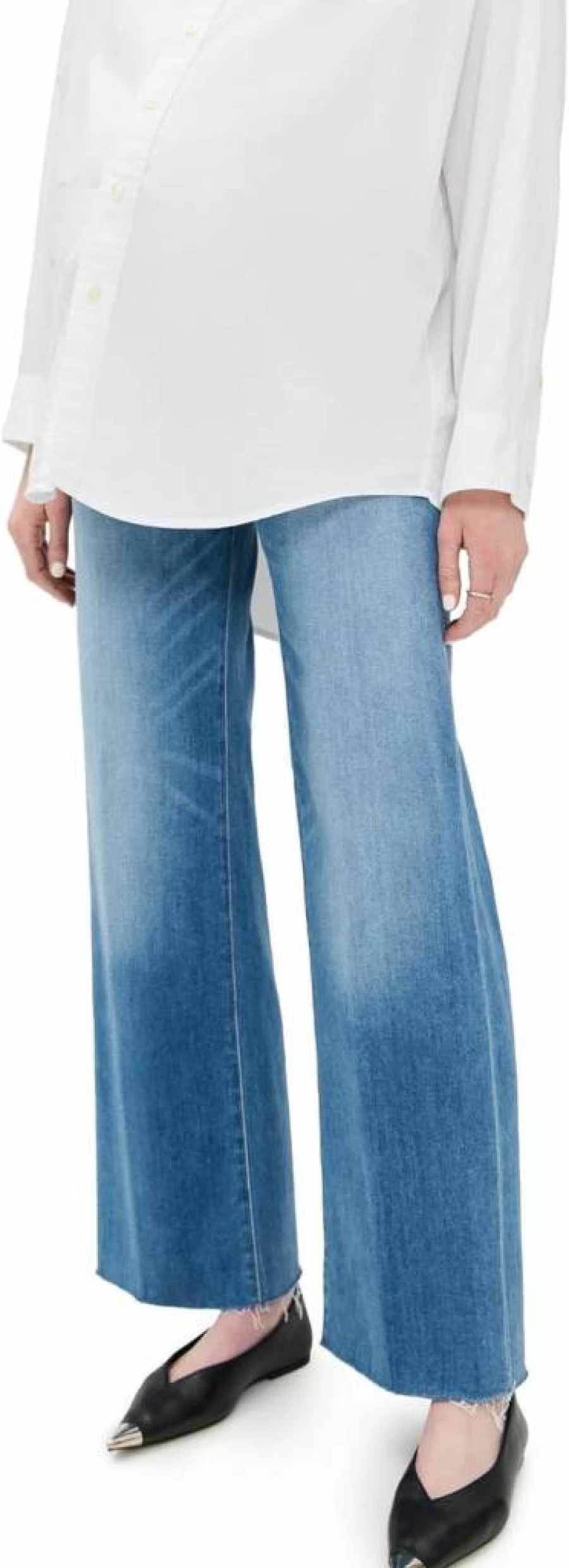 PAIGE Women's Anessa High-Rise Maternity Jeans - 31" Raw Hem Denim for Pregnancy Comfort