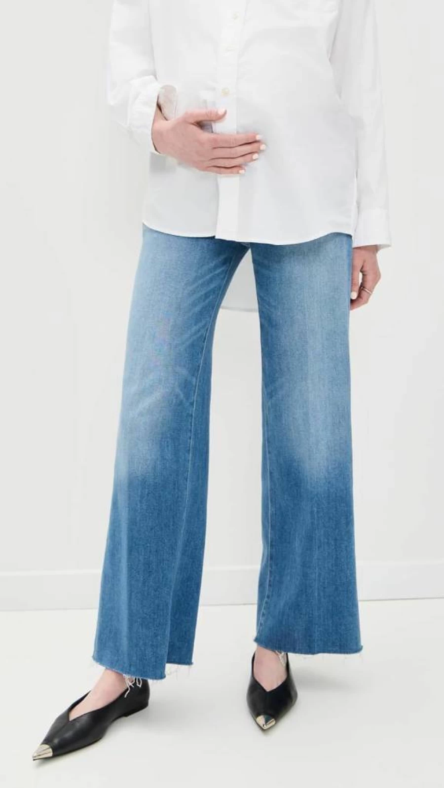 PAIGE Women's Anessa High-Rise Maternity Jeans - 31" Raw Hem Denim for Pregnancy Comfort
