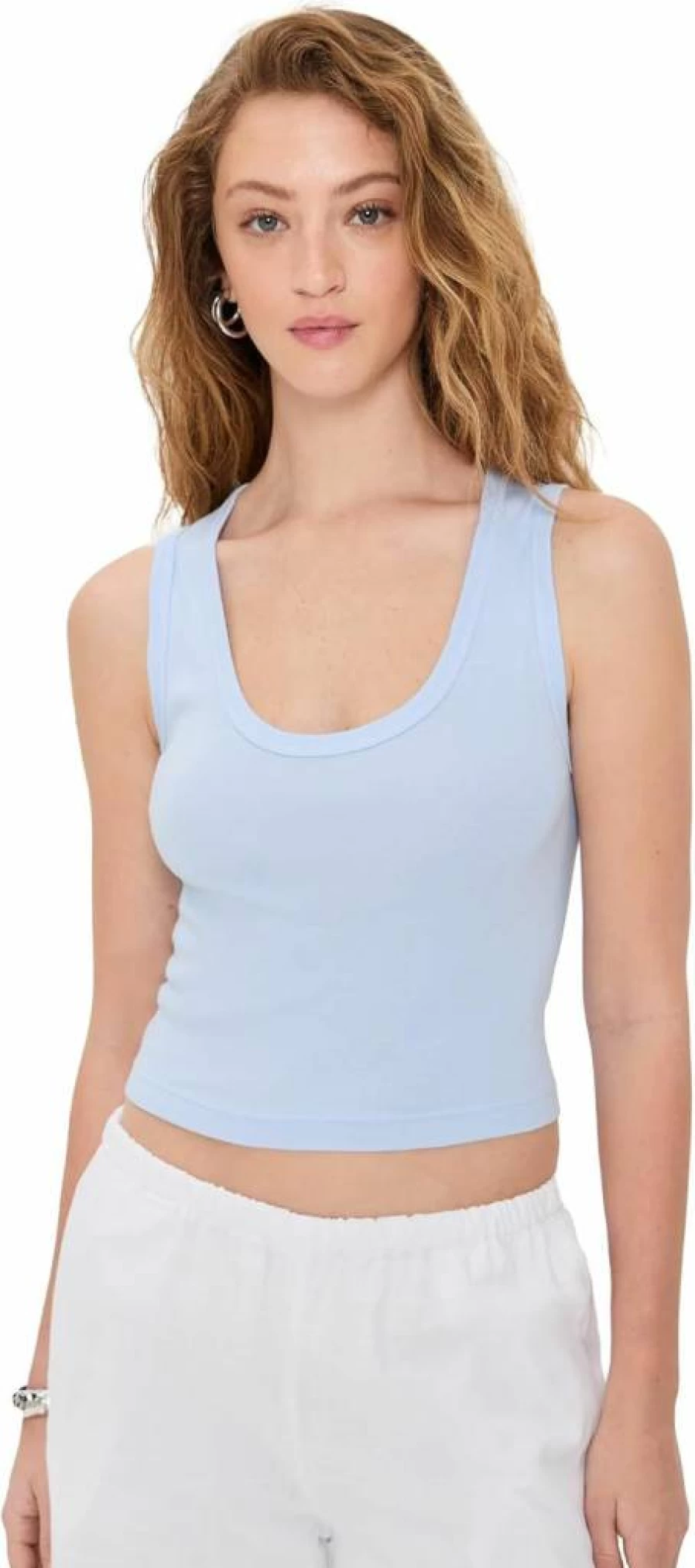 Enza Costa Women's Supima Cotton Cropped Fitted Ribbed Tank Top