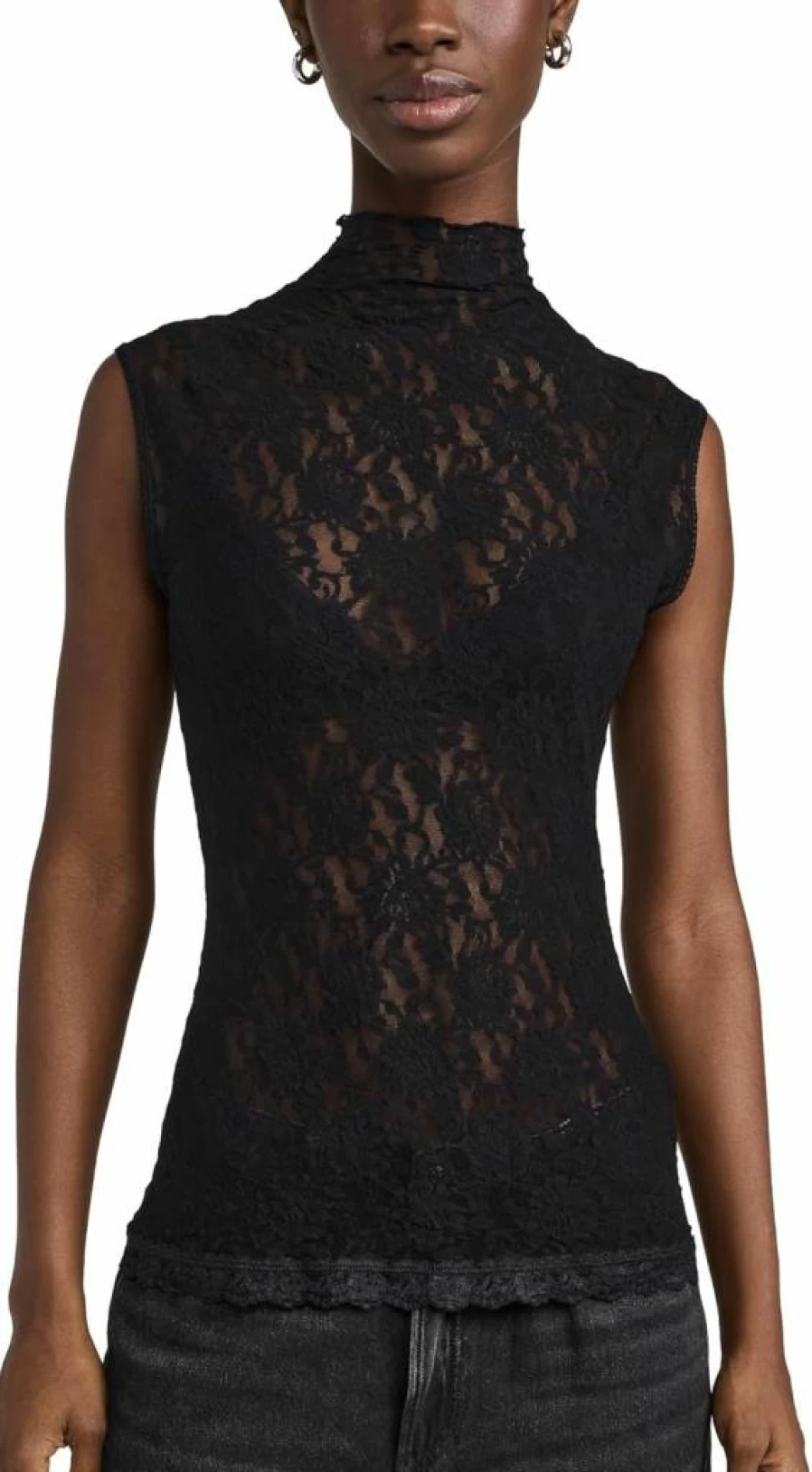 Hanky Panky Women's Mockneck Lace Top - Signature Sleeveless Blouse for Women