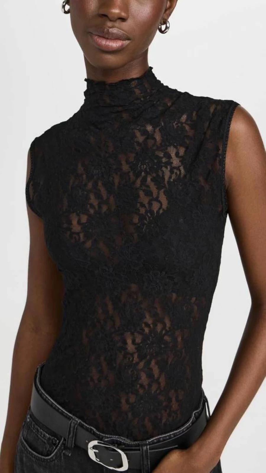 Hanky Panky Women's Mockneck Lace Top - Signature Sleeveless Blouse for Women