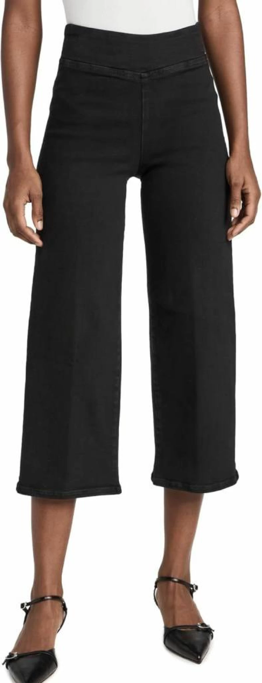 FRAME Women's Jetset Wide Leg Crop Jeans - High Waist Distressed Denim Pants