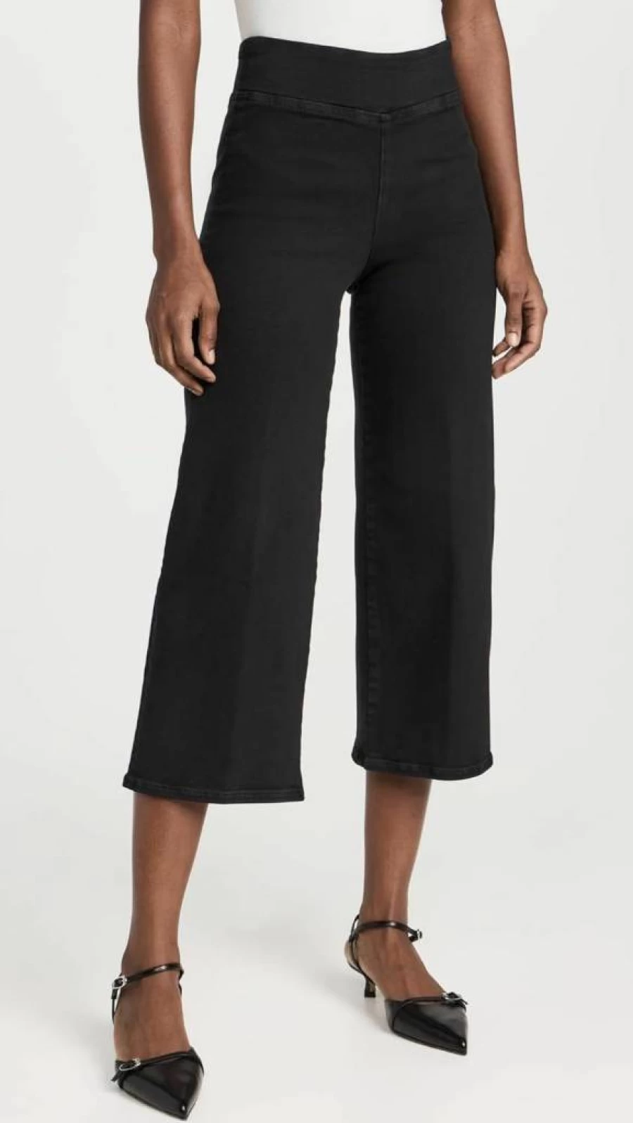 FRAME Women's Jetset Wide Leg Crop Jeans - High Waist Distressed Denim Pants