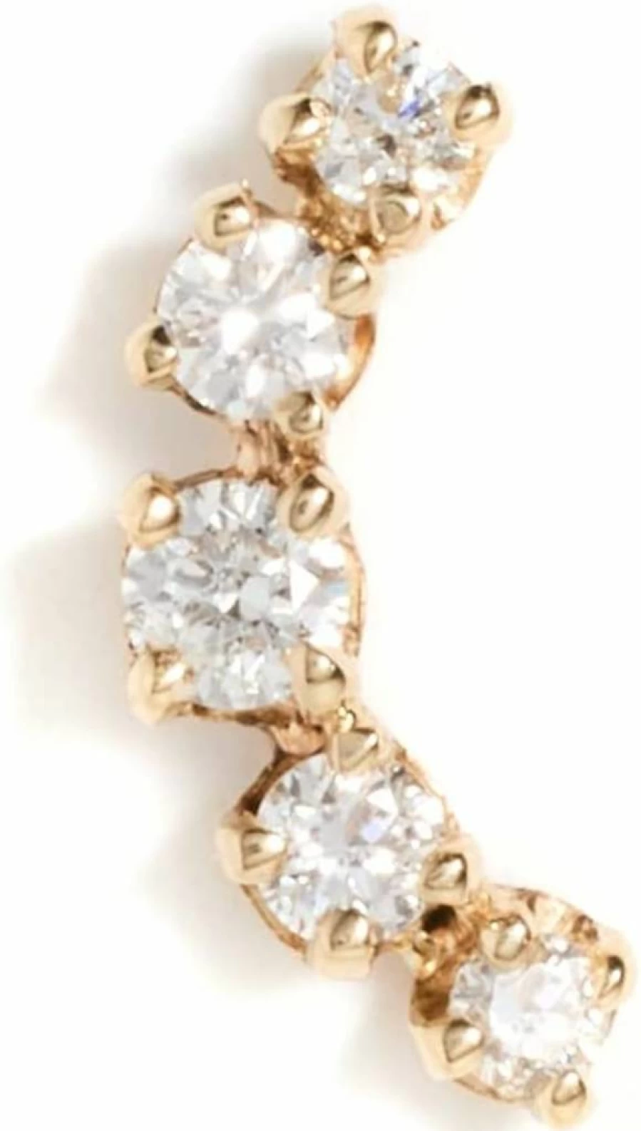 ZOE CHICCO 14K Gold Curved Prong Stud Earrings for Women - Graduated Diamond Set