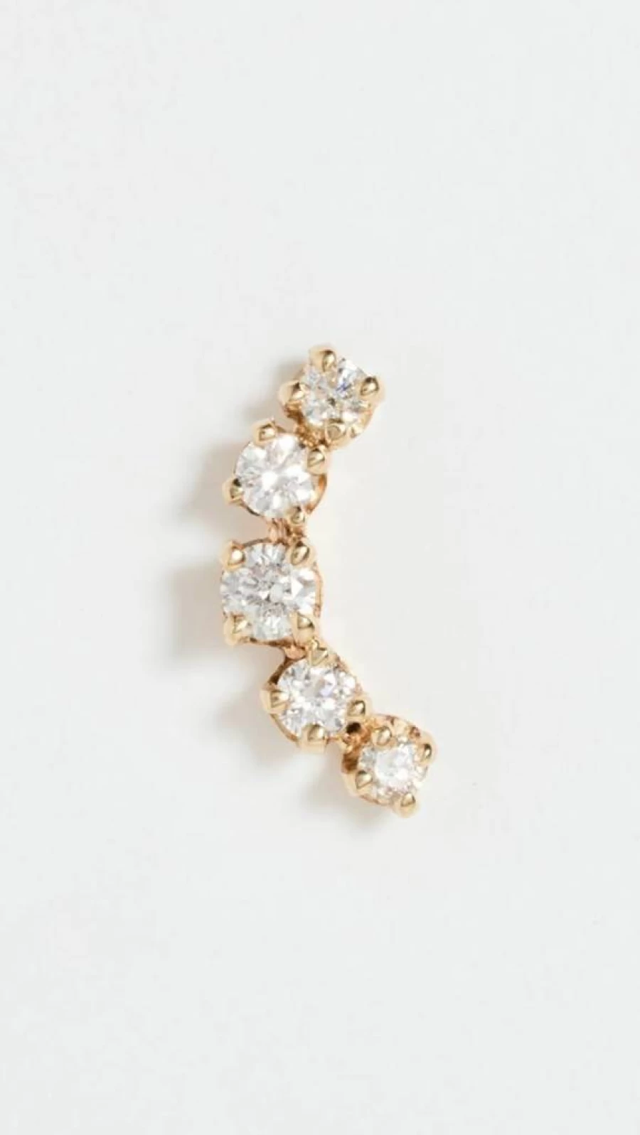 ZOE CHICCO 14K Gold Curved Prong Stud Earrings for Women - Graduated Diamond Set