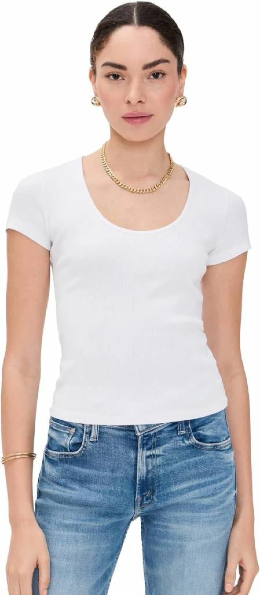 L'AGENCE Women's Brynlee Scoop Neck Short Sleeve Tee - Casual Comfort Fit Top
