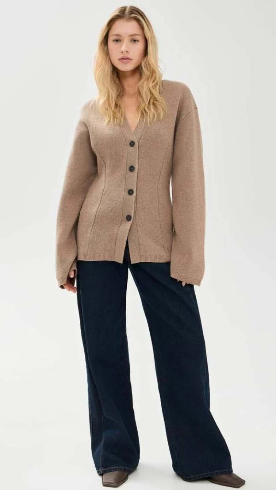 Apiece Apart Women's Paris V-Neck Button Front Cardigan Sweater