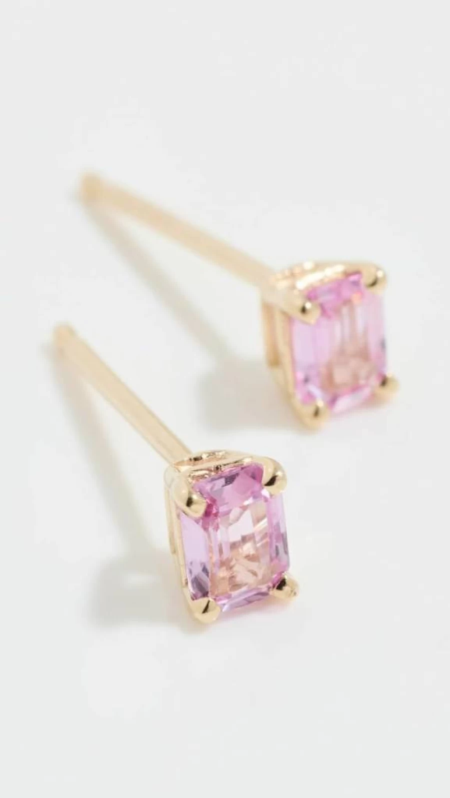 ZOE CHICCO 14K Gold Emerald Cut Pink Sapphire Stud Earrings for Women