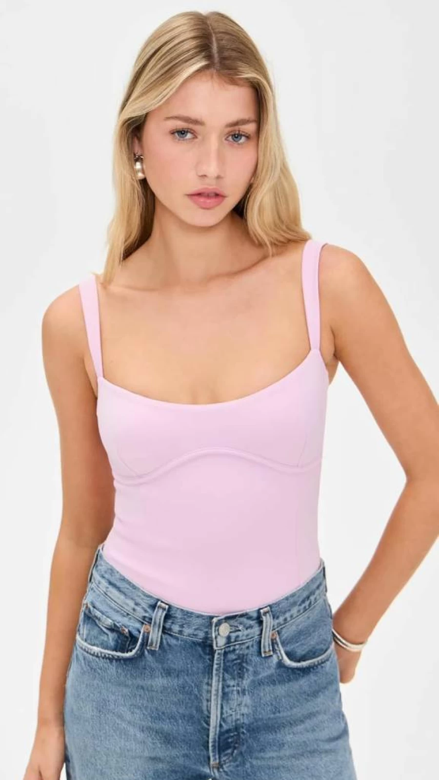 Good American Flora002 Scuba Sweetheart Neck Tank Bodysuit for Women