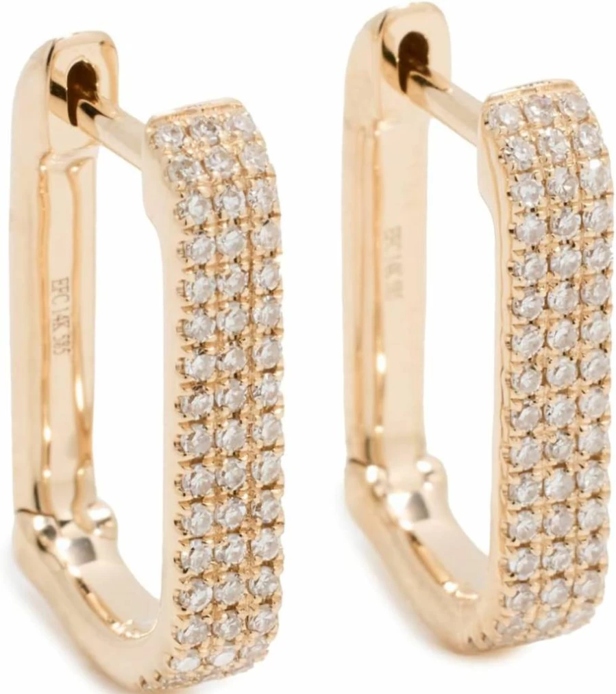 EF Collection 14K Gold Diamond Jumbo Lola Huggie Hoop Earrings for Women