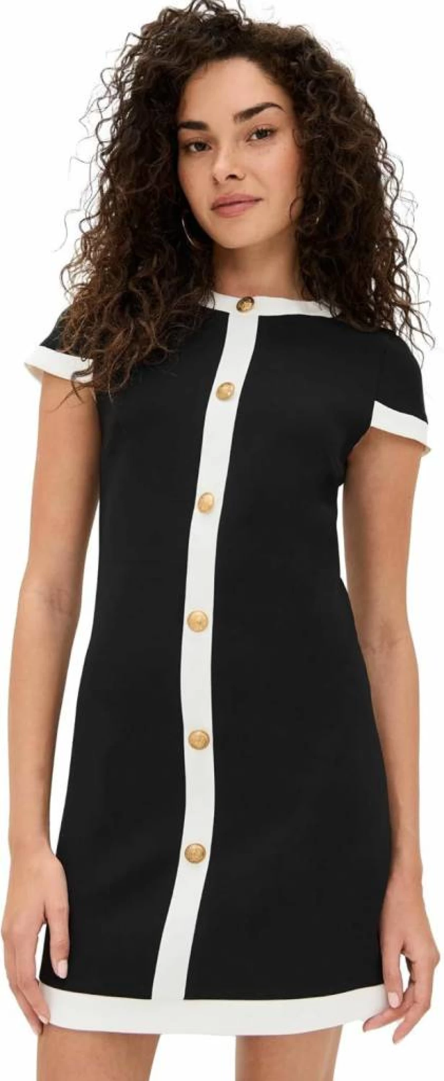 alice + olivia Women's Coley Mini Shift Dress with Button Detail