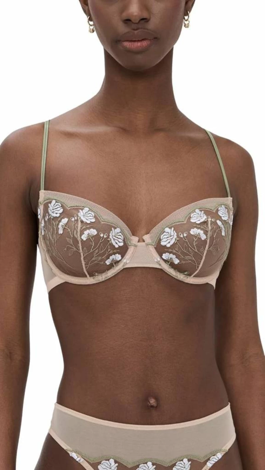 Skarlett Blue Women's Enamoured Balconette Underwire Bra - Lace Demi Cup Supportive Lingerie