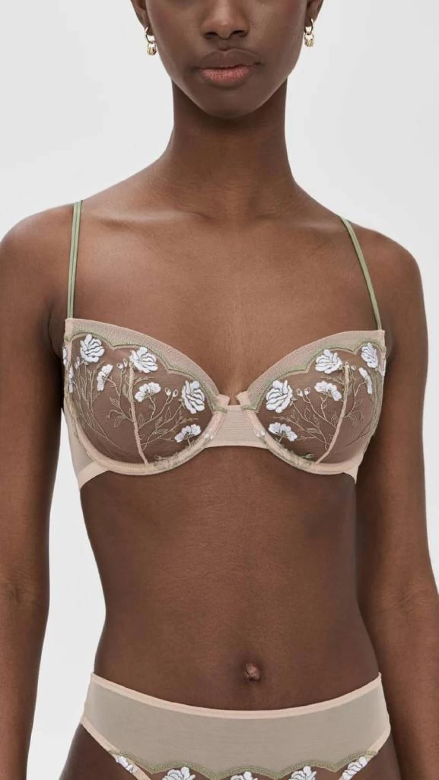 Skarlett Blue Women's Enamoured Balconette Underwire Bra - Lace Demi Cup Supportive Lingerie
