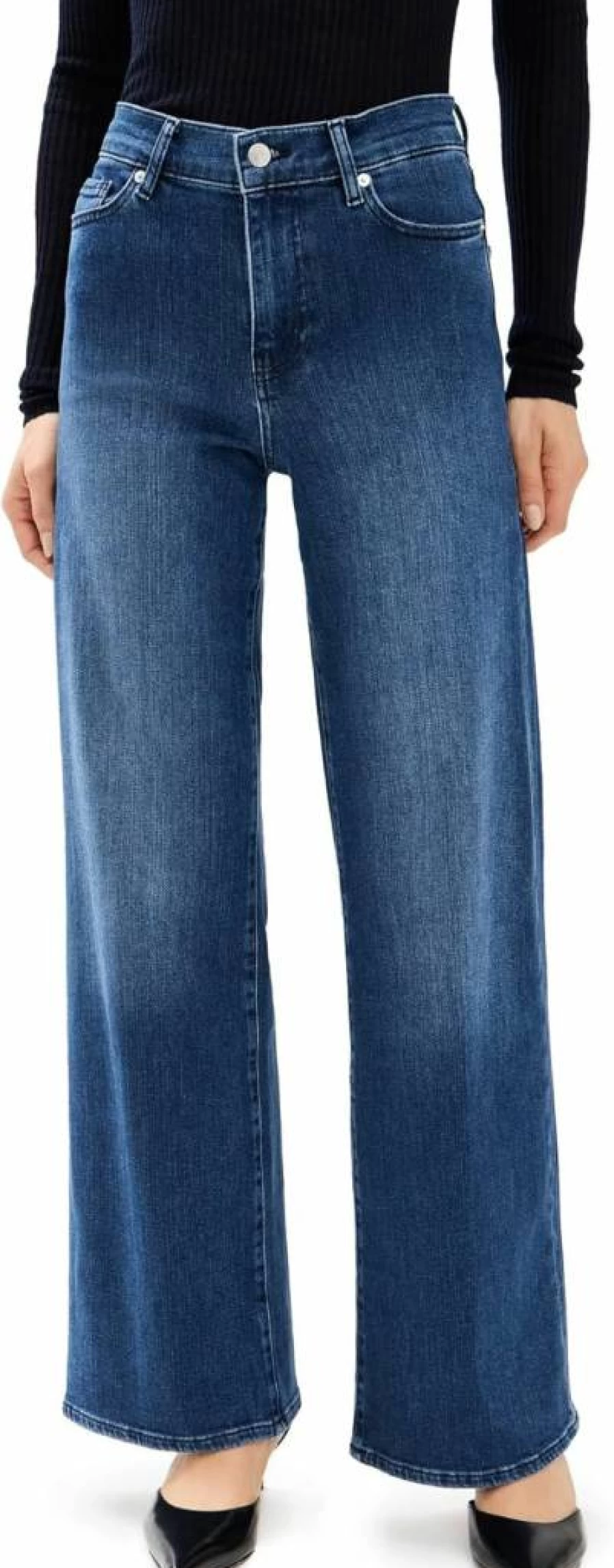 FRAME Women's High-Waisted Slim Fit Palazzo Jeans - Stretch Denim Skinny Trousers