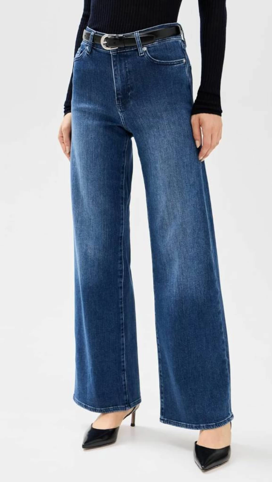 FRAME Women's High-Waisted Slim Fit Palazzo Jeans - Stretch Denim Skinny Trousers