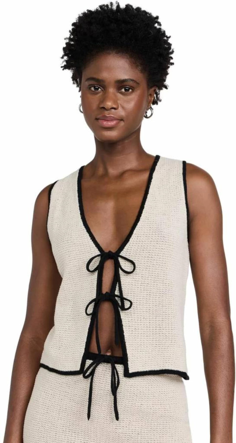Onia Women's Linen Tie-Front Knit Tank Top – Breathable Summer Casual Style