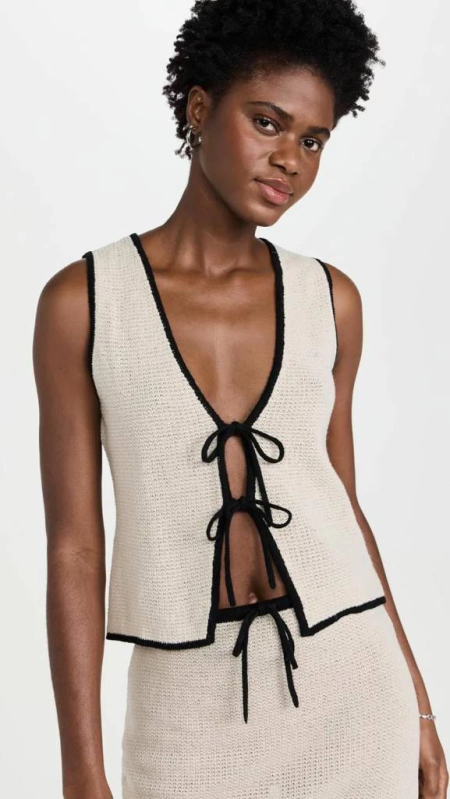 Onia Women's Linen Tie-Front Knit Tank Top – Breathable Summer Casual Style