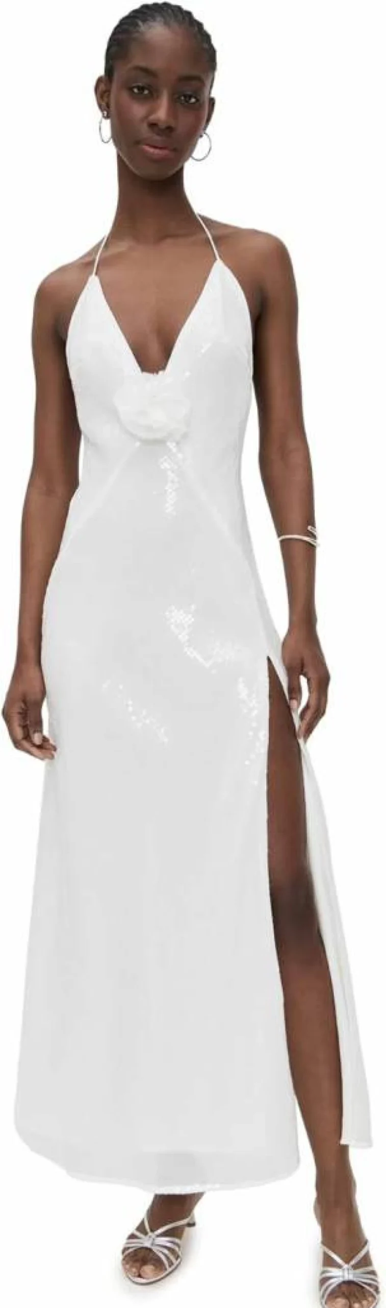 Bardot Aradia Sequin Halter Neck Party Dress for Women - Glittery Evening Gown