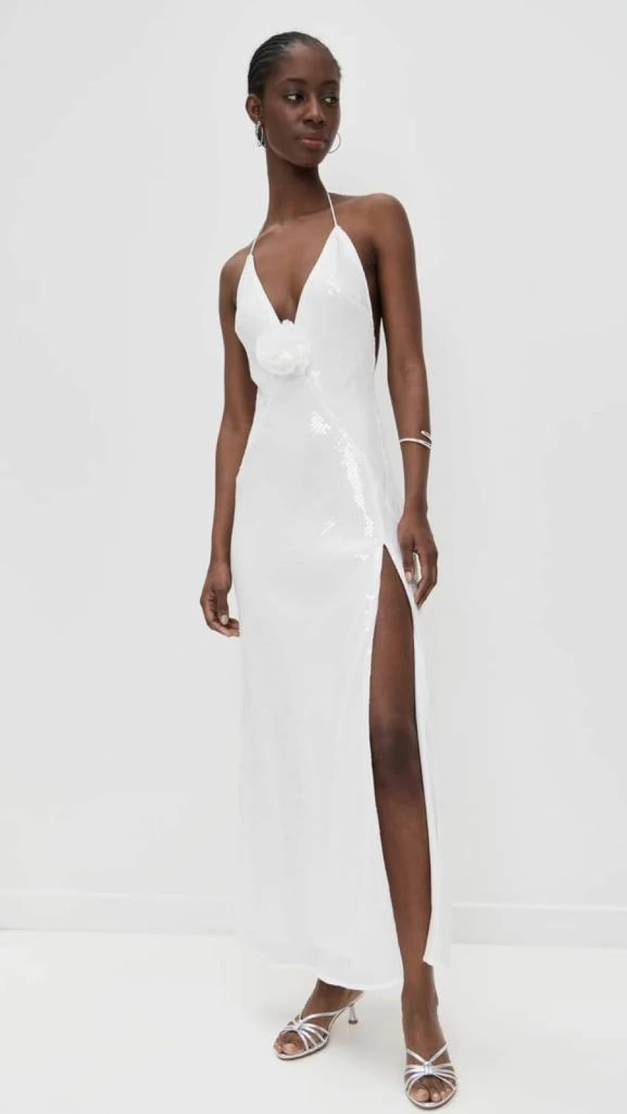 Bardot Aradia Sequin Halter Neck Party Dress for Women - Glittery Evening Gown