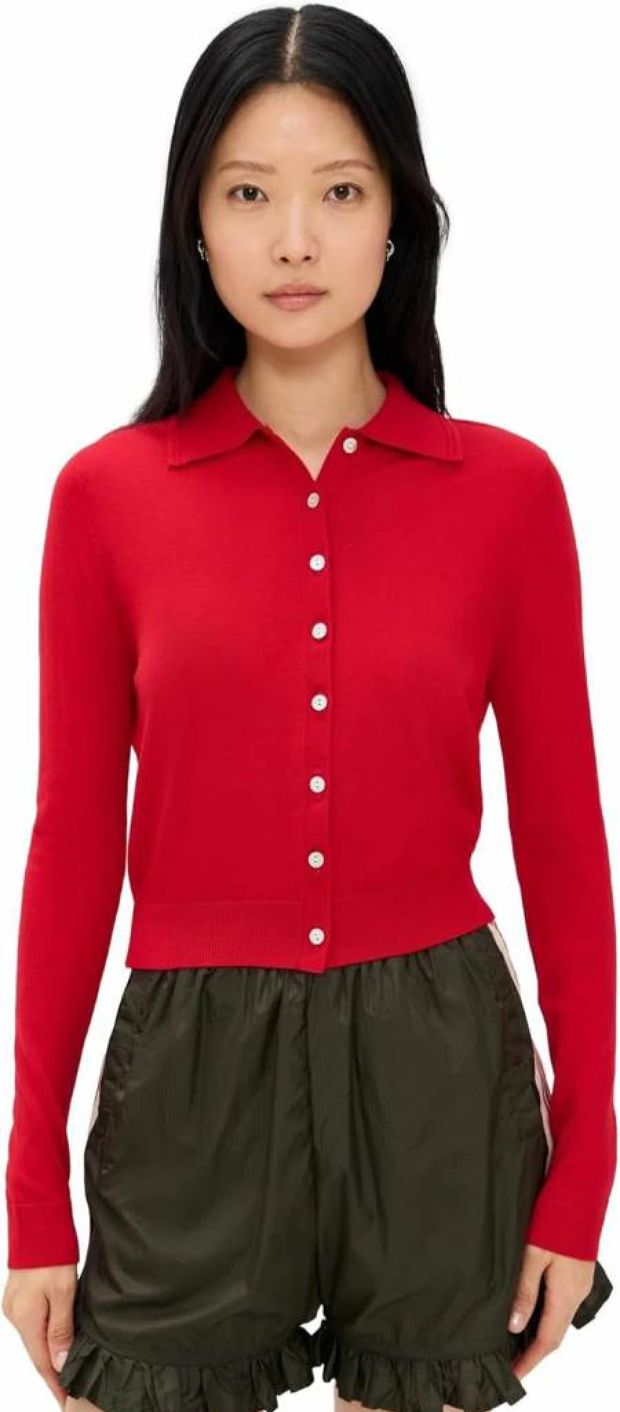 Sandy Liang Women's Summer Cardigan Knitwear Lightweight Open-Front Cover-Up