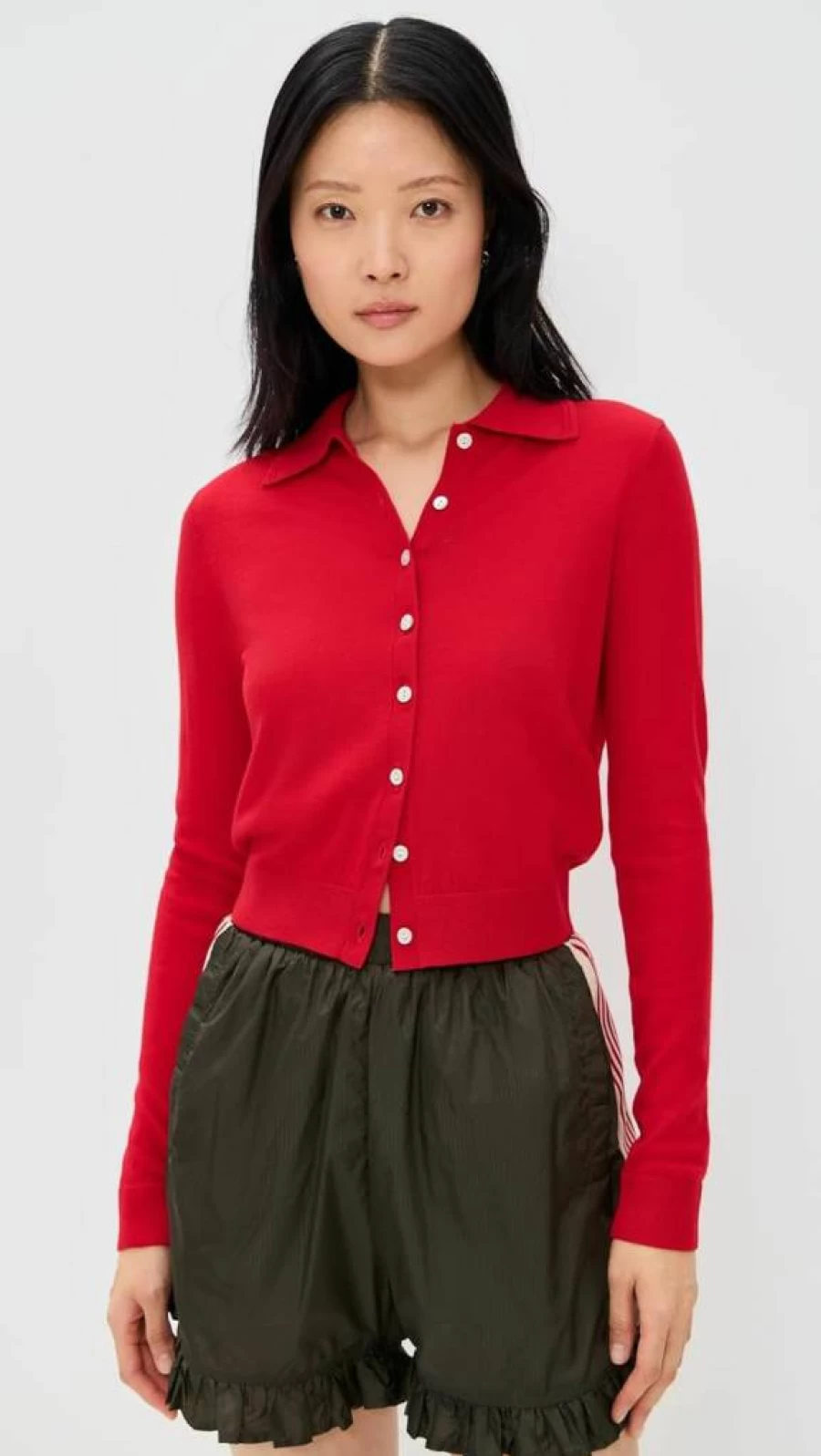 Sandy Liang Women's Summer Cardigan Knitwear Lightweight Open-Front Cover-Up