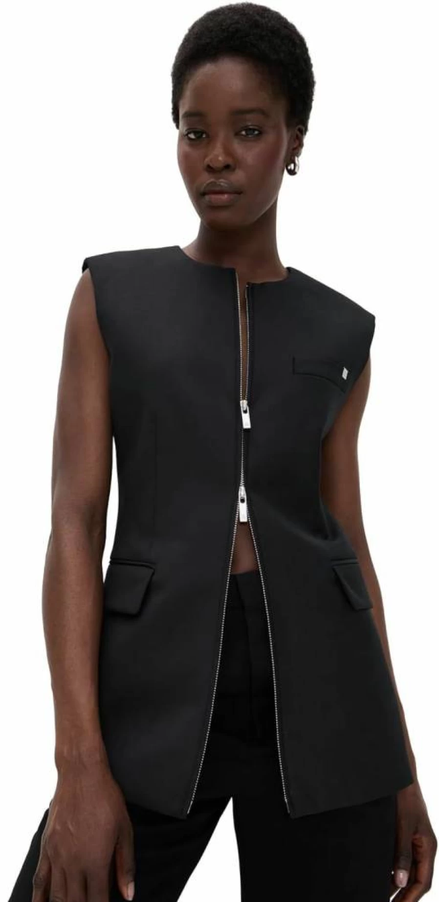 Helmut Lang Women's Zip-Front Blazer Vest - Slim Fit Modern Tailored Jacket
